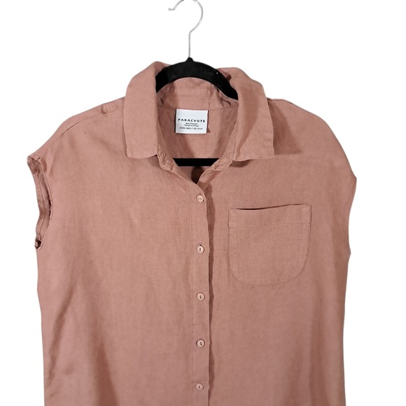 Parachute 100% Linen Button Down Shirt Top Clay Oversized XS Breathable Boho - Picture 3 of 11